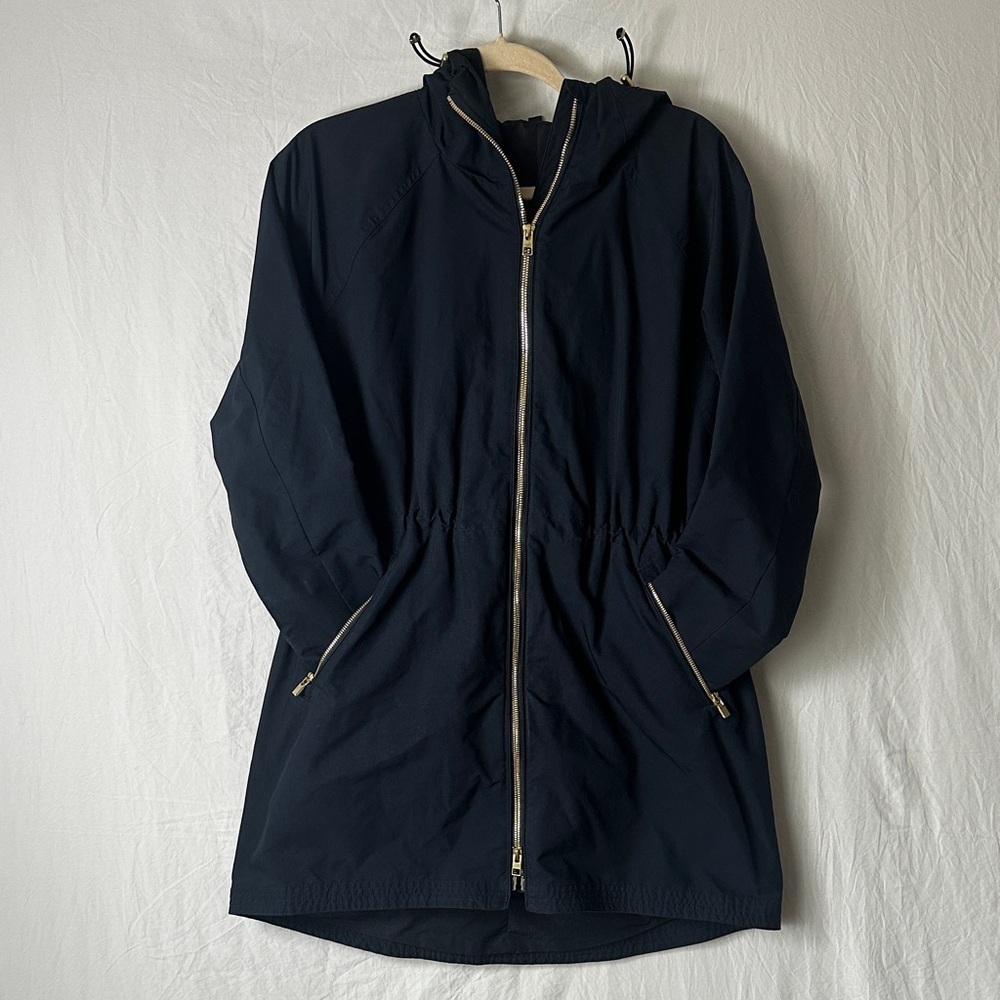 Athleta Navy Utility Jacket with Gold Zippers